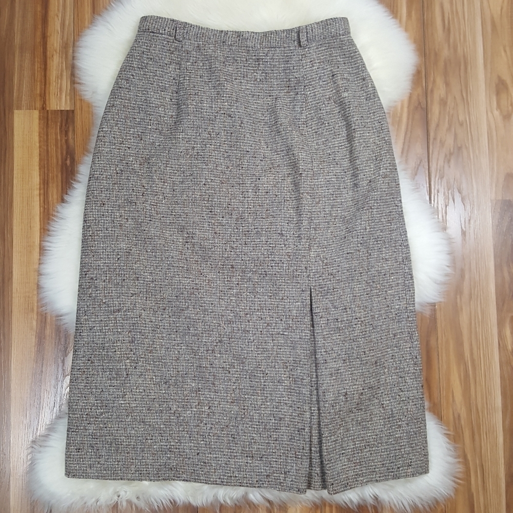 Vintage John Meyer Brown Tweed Midi Skirt